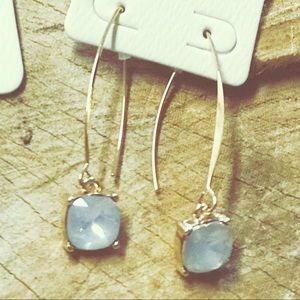 Light blue large rhinestone earrings